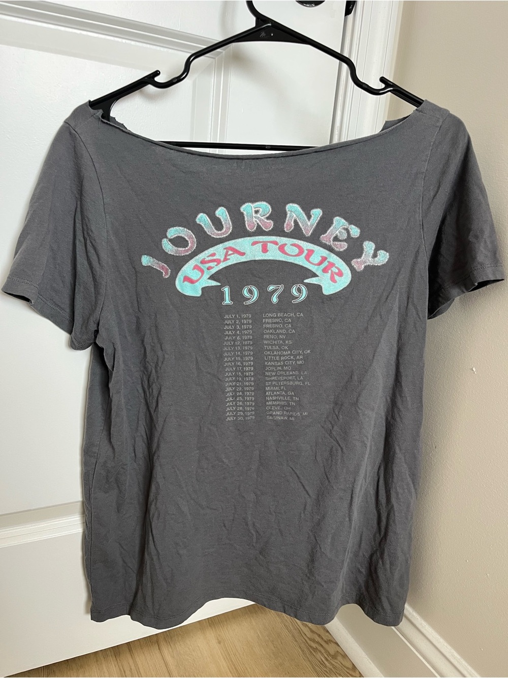 Women’s Graphic Tee in Charcoal with Pastel Wing Design - Picture 2 of 2